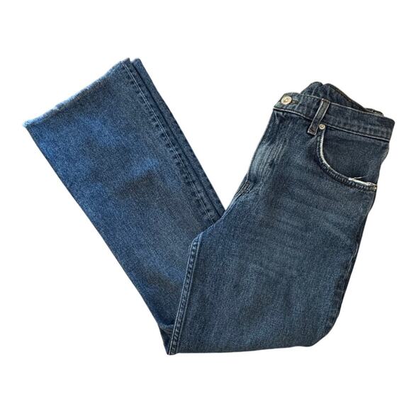 REFORMATION Women's Blue Cropped Flood Kasai High Waist Raw Hem Jeans Size 27 - Picture 6 of 11